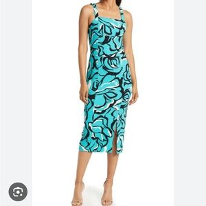 Rachel Rachel Roy Blue Black Swirl Midi Long Dress Size M